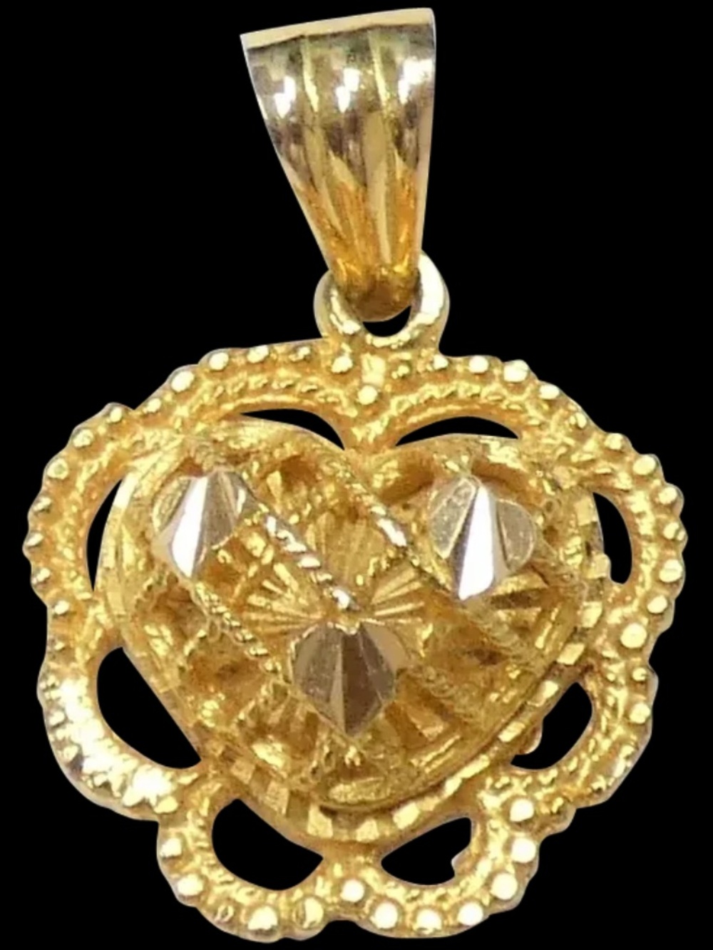 Filigree Heart Pendant / Charm 18k Yellow Gold *